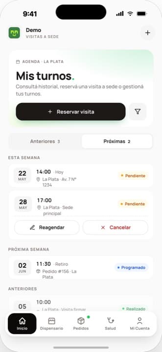 CannaHub member app appointments screen