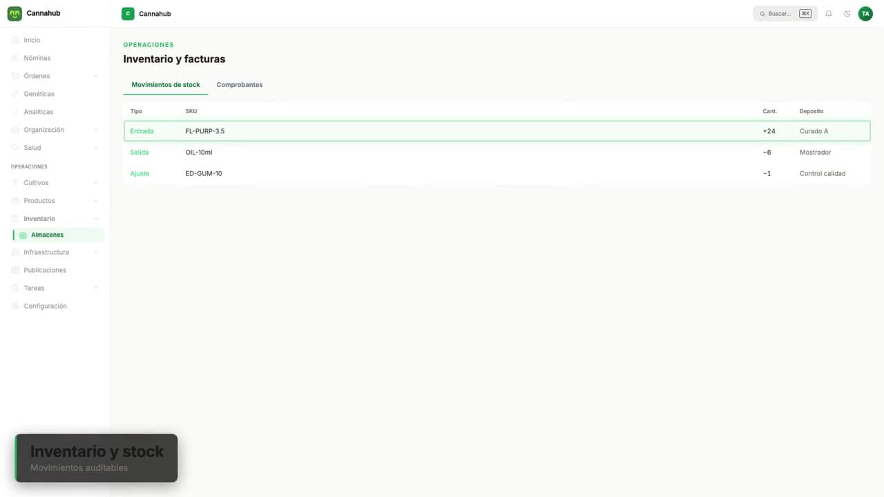 Walkthrough of inventory and invoicing — stock movements and receipts